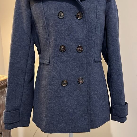 BLACK RIVET Classic Pea Coat Double Breasted Navy M Medium Lined Pockets Classy - Picture 3 of 16